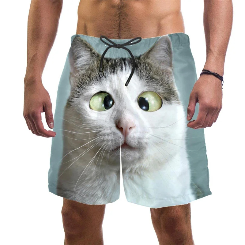 3d Print Funny Cat Beach Short - огляд і ціна Trunks Board Surf
