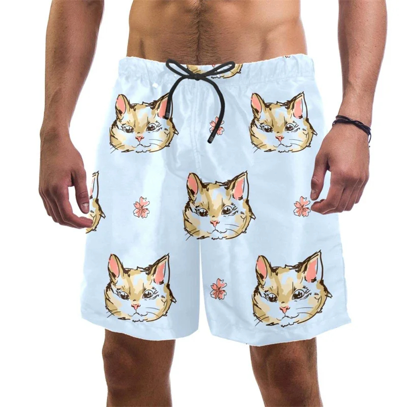 3d Print Funny Cat Beach Short - огляд і ціна Trunks Board Surf