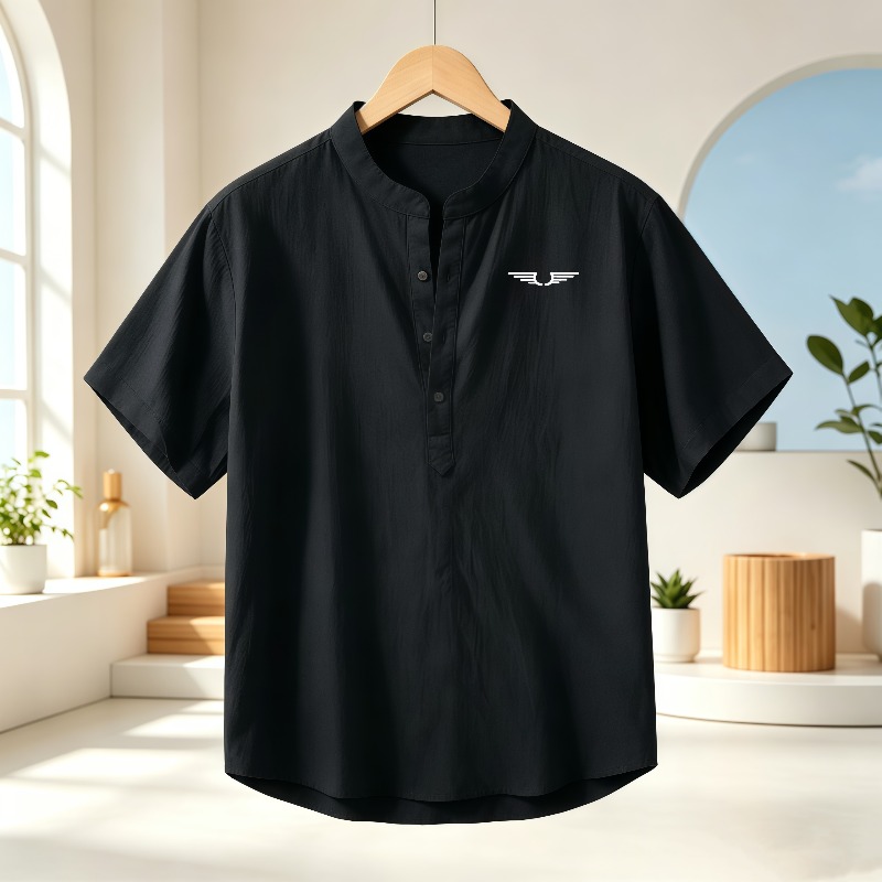Men's cotton and linen Henley  - огляд і ціна Linen Shirt Breathable