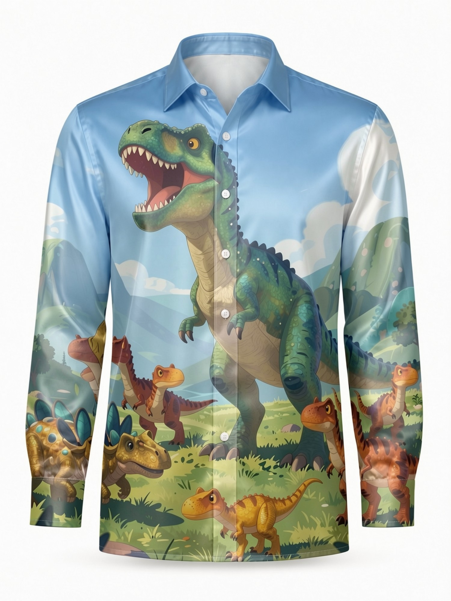 Mens Fashion Satin Long Sleeve - огляд і ціна Resort Shirt Floral