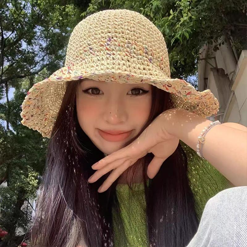 Women Handwoven Rainbow Straw  - огляд і ціна Bucket Hat Straw