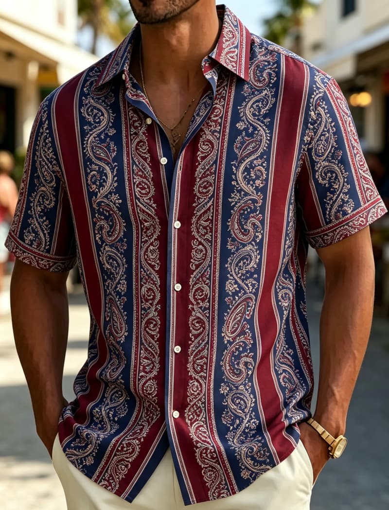 Men's Short Sleeve Shirt Lapel - огляд і ціна Resort Shirt Floral